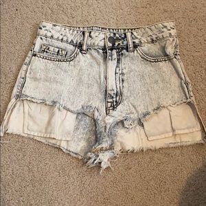 Women’s high rise acid wash jean shorts